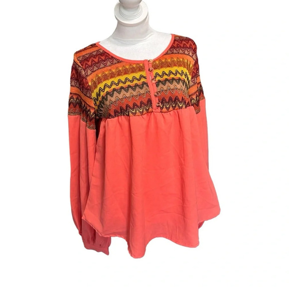 Pure Sugar Shirt Women's Large Top Blouse Pink with embroidery - Picture 2 of 6